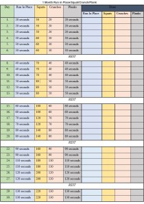  Run In Place/Squat/Crunch/Plank