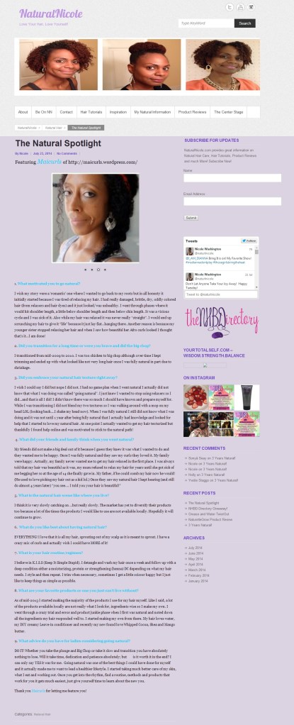 Featured on Natural Nicole
