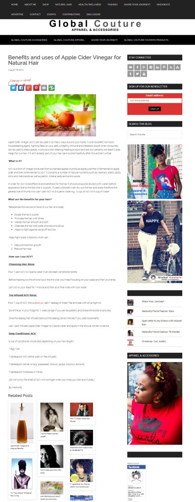 Benefits and uses of Apple Cider Vinegar for Natural Hair