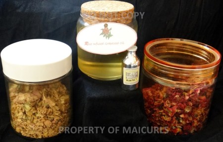Completed product: DIY Rose Infused Grapeseed Oil with Rose Essential Oil