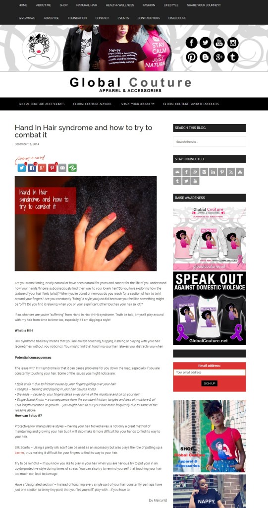 Hand In Hair syndrome and how to try to combat it