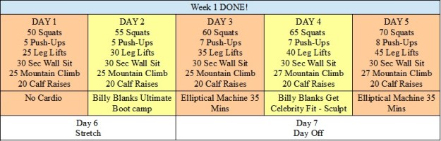 Week 1 Workout Schedule